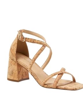 NEW! ANN TAYLOR Strappy Cork Open Toe Heeled Sandals 6.